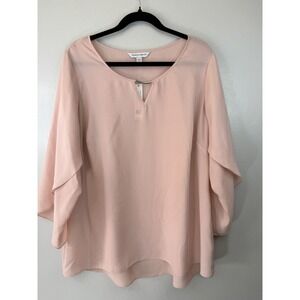 NWT Counterparts Light Pink Draped Blouse W Silver Accent At Collar Size 1X